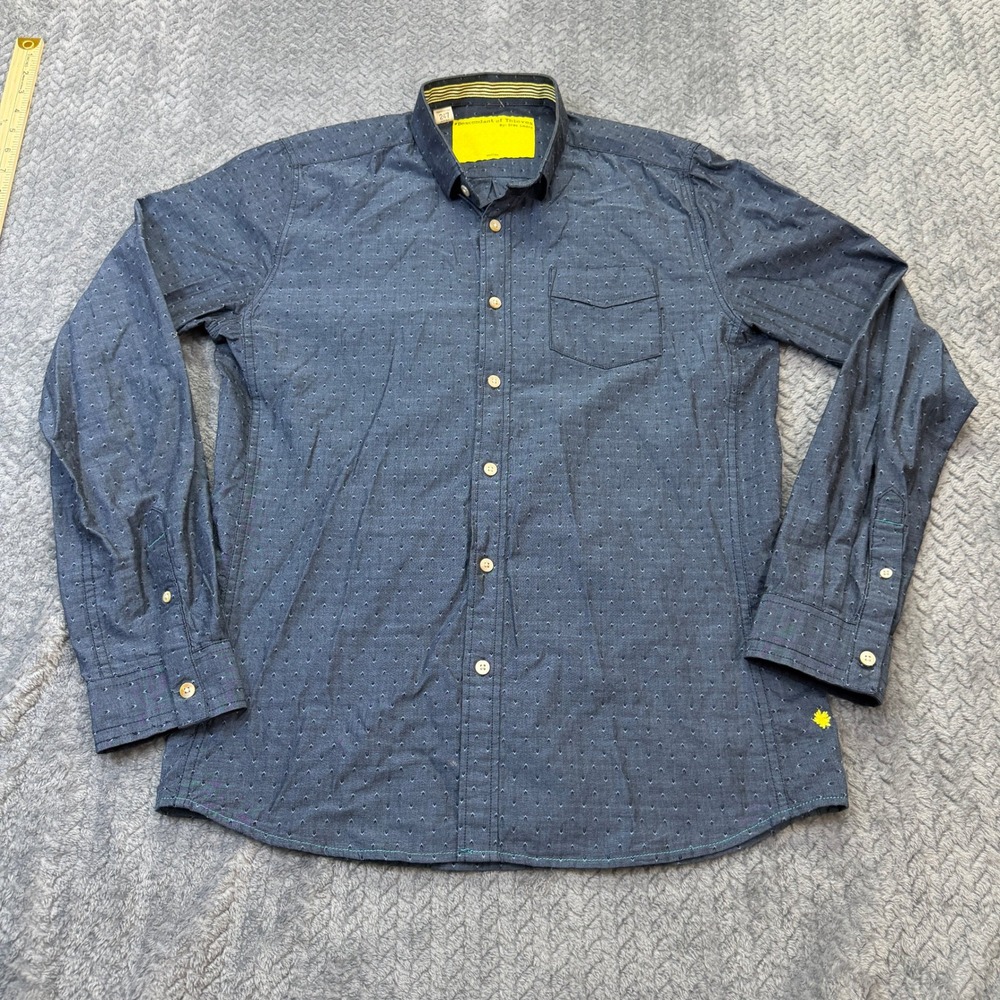 Descendant of Thieves Button Down Mens Medium Blue Micro Pattern 6DW1257 Limited